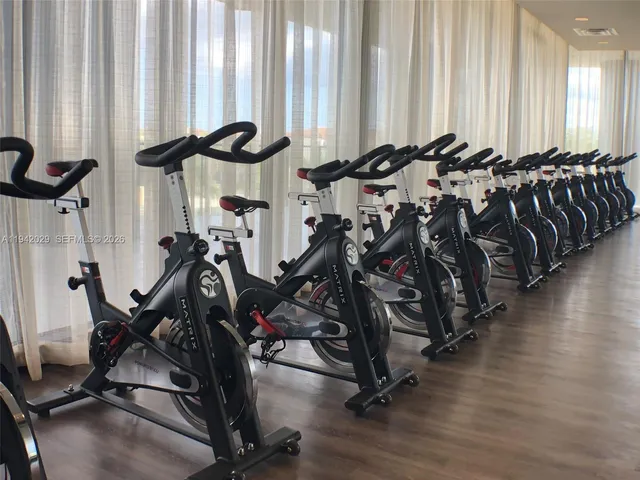 a view of a room with gym equipment