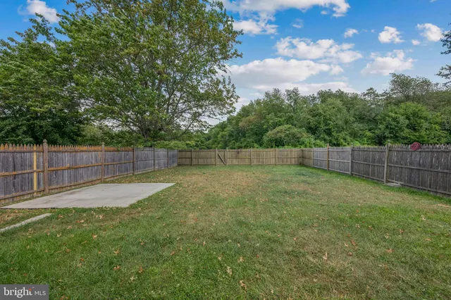 a view of a backyard with trampoline