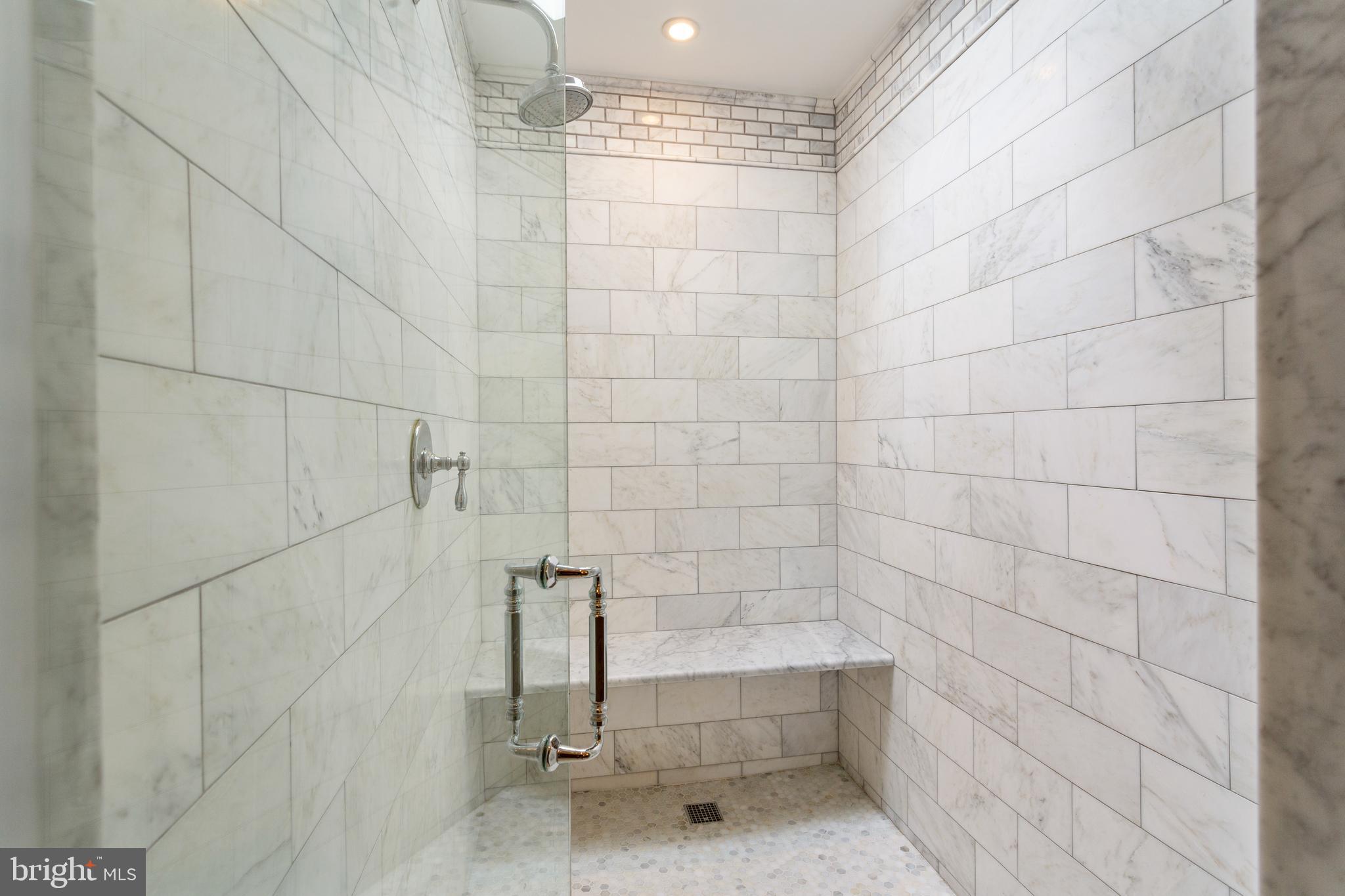 2103 R Street Northwest Washington, DC 20008 - Photo 29 of 36 Owner's Marble Shower with Skylight
