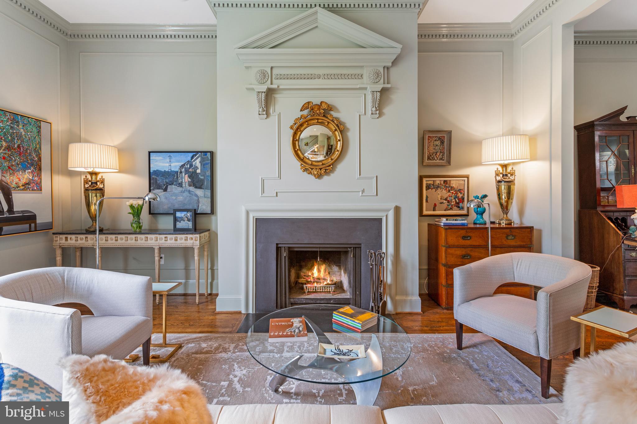 2103 R Street Northwest Washington, DC 20008 - Photo 10 of 36 Living Room with Working Wood Burning Fireplace