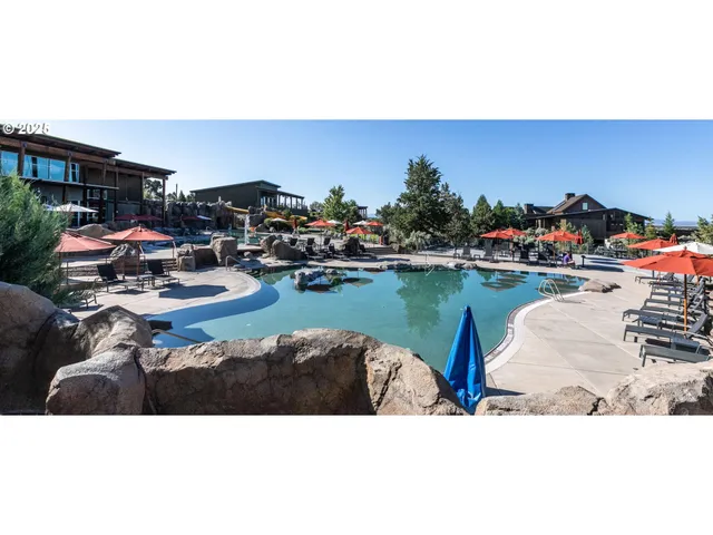 a ocean view with lawn chairs and a potted plant