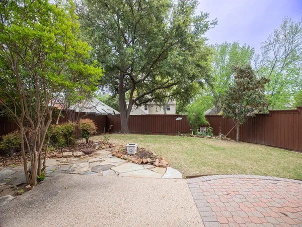 a view of a yard with a tree