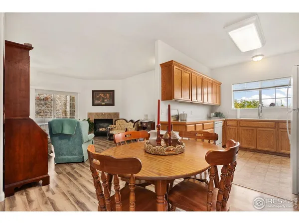 a view of a dining room with furniture and a livingroom