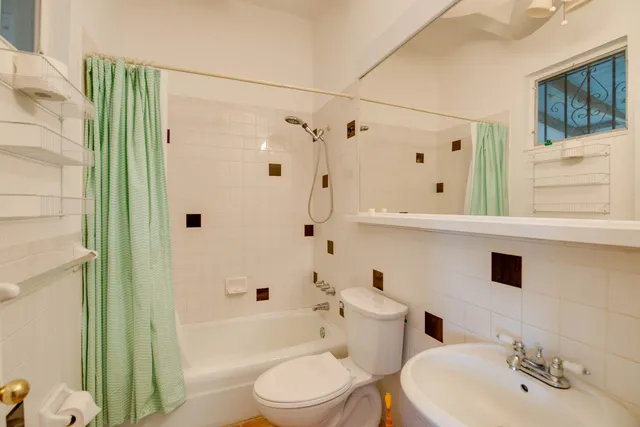 a porch with seating space