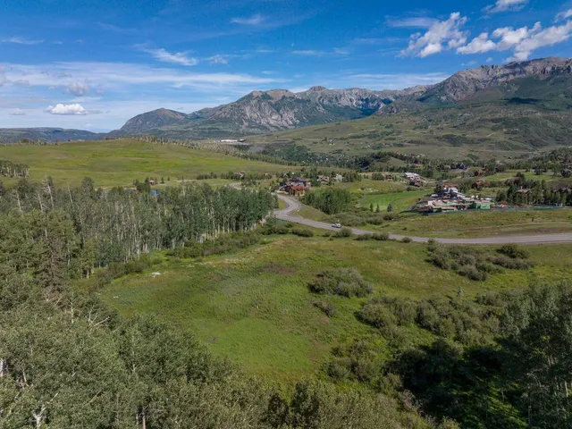 a view of a lush green hillside and houses