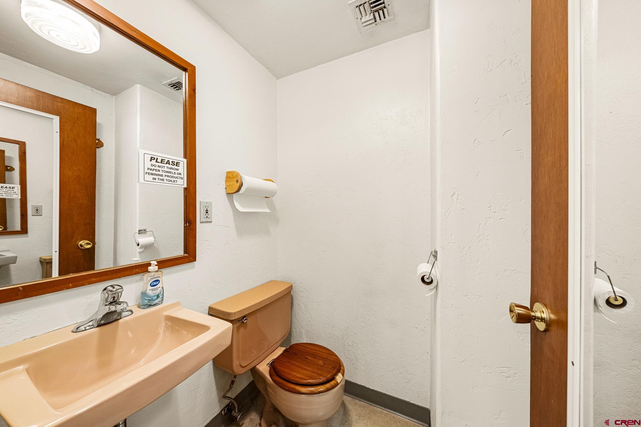 1304 Main Avenue Durango, CO 81301 - Photo 17 of 35 a bathroom with a sink a toilet and a mirror