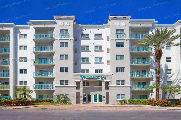 a front view of a multi story building