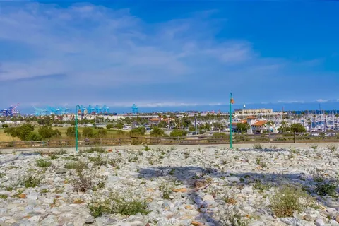 a view of a lake with a beach