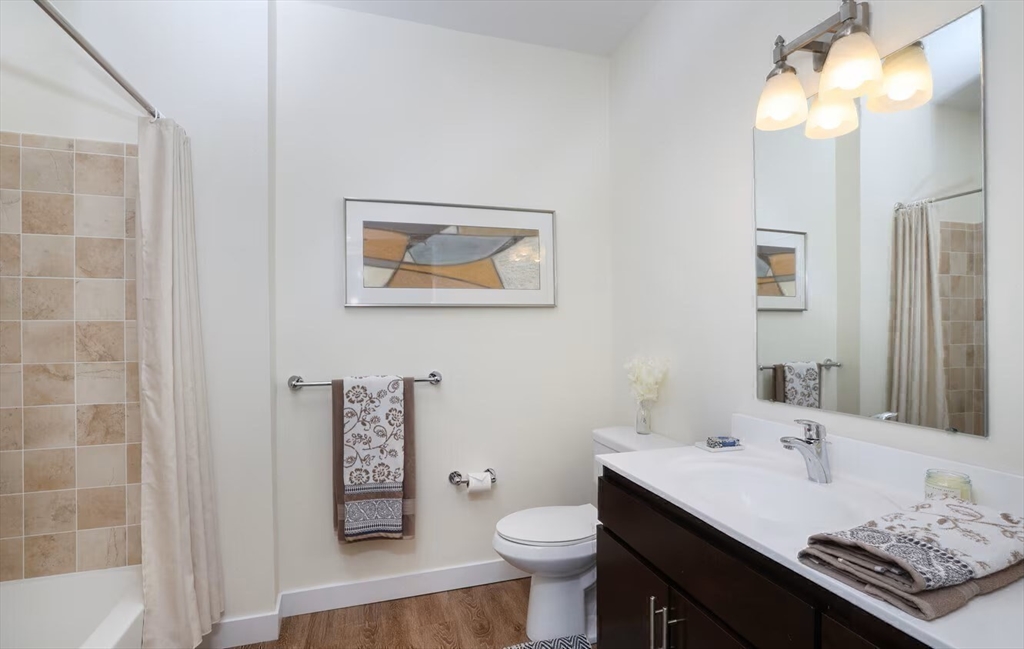30 Mill Street, Unit 218 Arlington, MA 02476 - Photo 19 of 37 a bathroom with a sink a toilet and a mirror
