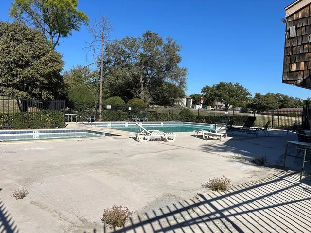 a view of a terrace with a bench
