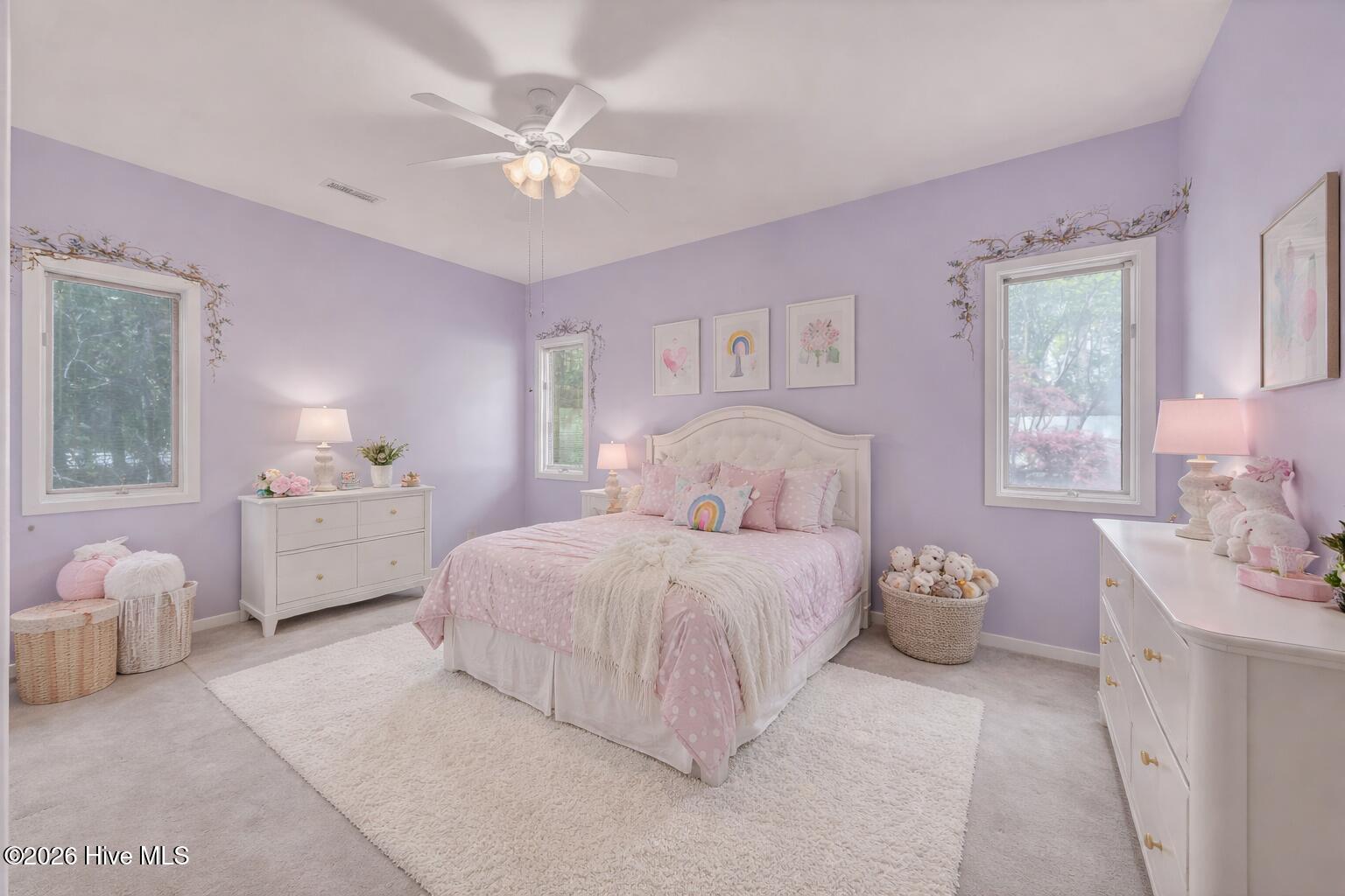 3701 Reston Court, Unit B Wilmington, NC 28403 - Photo 28 of 36 Soft lavender girl's bedroom retreat