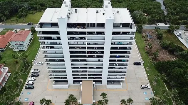 a front view of a multi story building