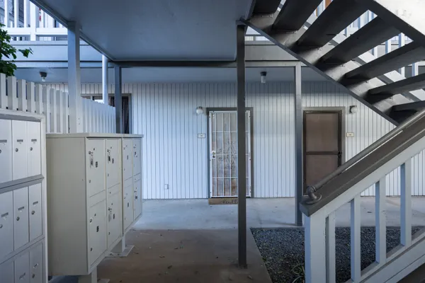 a view of hallway with stairs