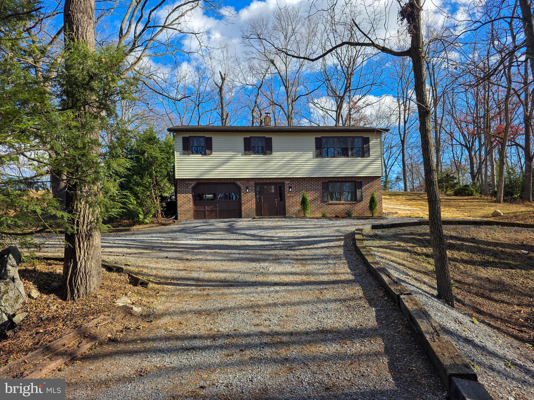a view of a building in a park