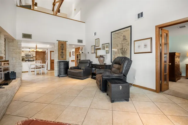 a living room with furniture