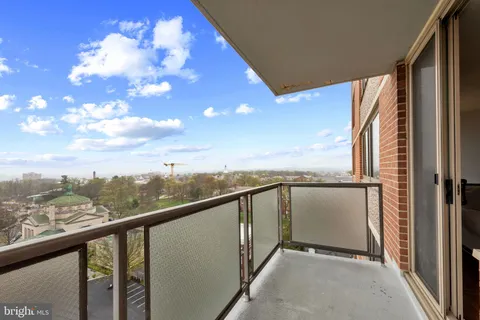 a view of a balcony with an ocean view