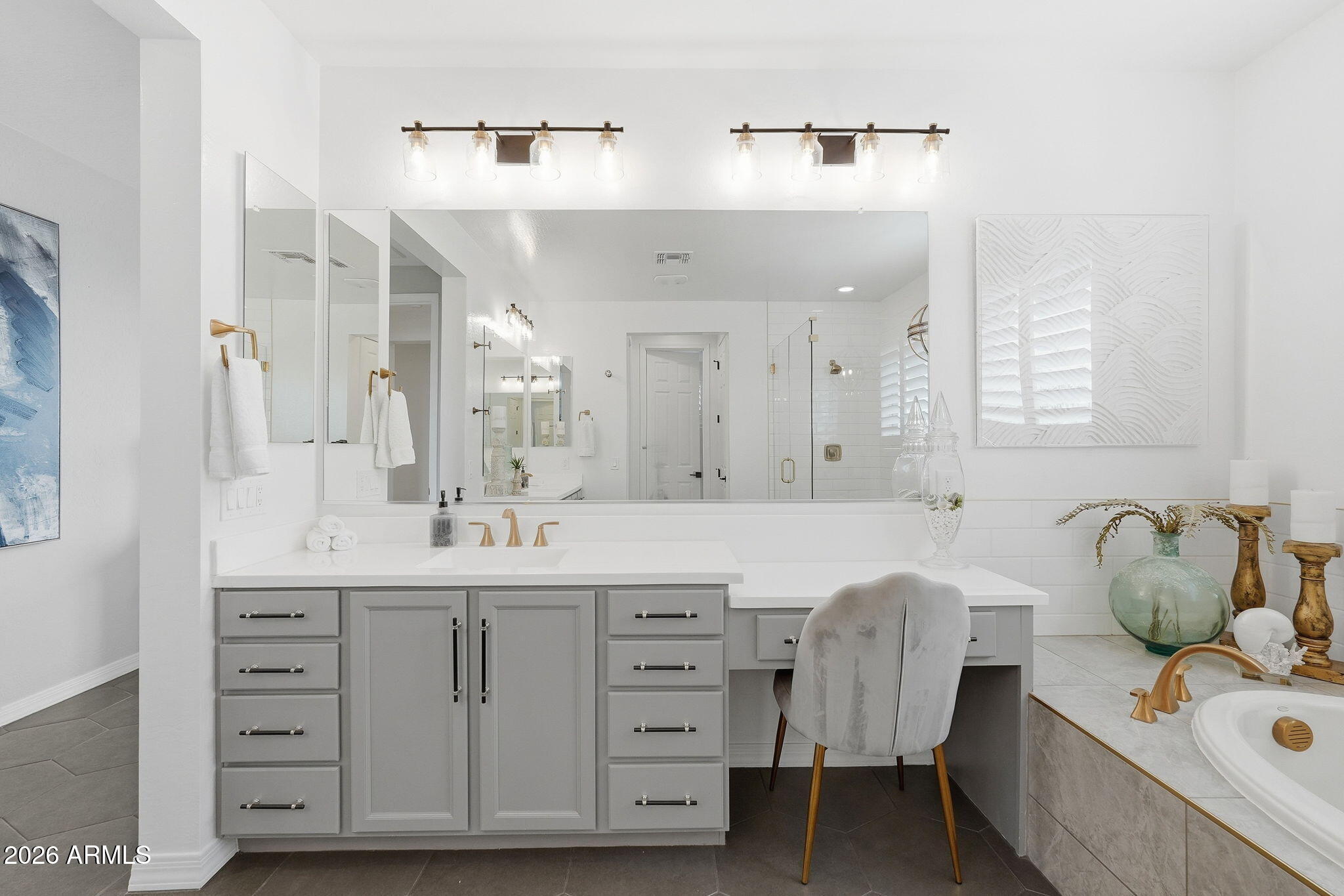 22607 East Russet Road Queen Creek, AZ 85142 - Photo 29 of 64 a bathroom with a double vanity sink mirror and