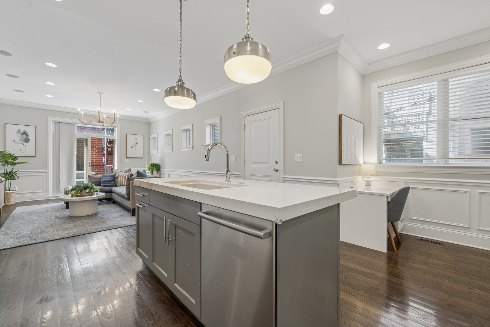 2740 North Seminary Avenue, Unit 1 Chicago, IL 60614 - Photo 19 of 46 a kitchen with center island and windows