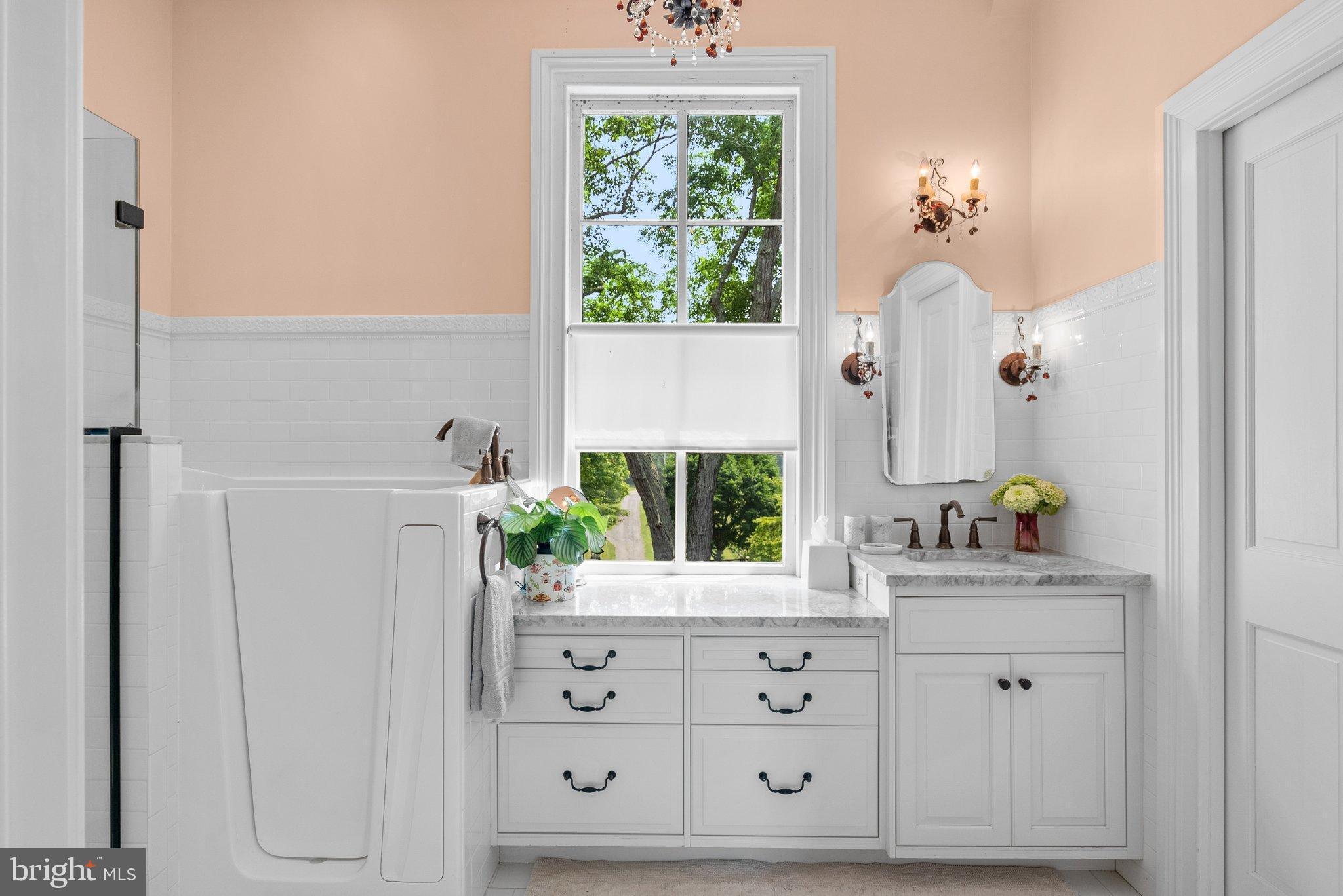 15701 Dr Bowen Road Aquasco, MD 20608 - Photo 34 of 89 a bathroom with a double vanity sink and mirror