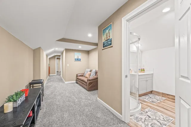 a view of a workspace with furniture and a livingroom