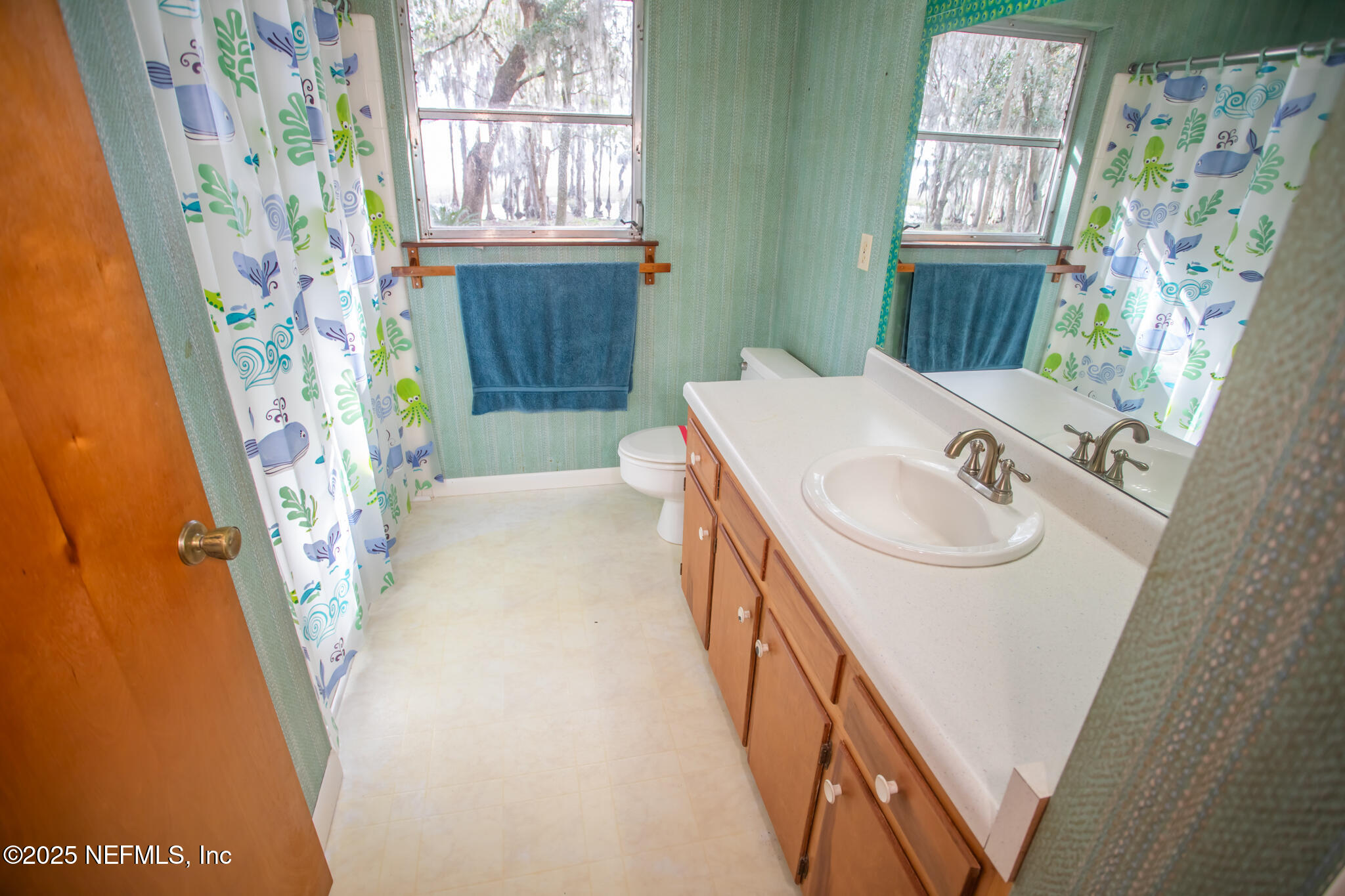 9817 County Road 1469 Earleton, FL 32631 - Photo 14 of 23 a bathroom with a sink a toilet a window and vanity