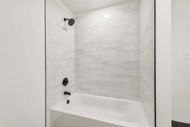 a bathroom with a bathtub