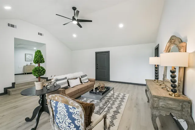 a living room with furniture