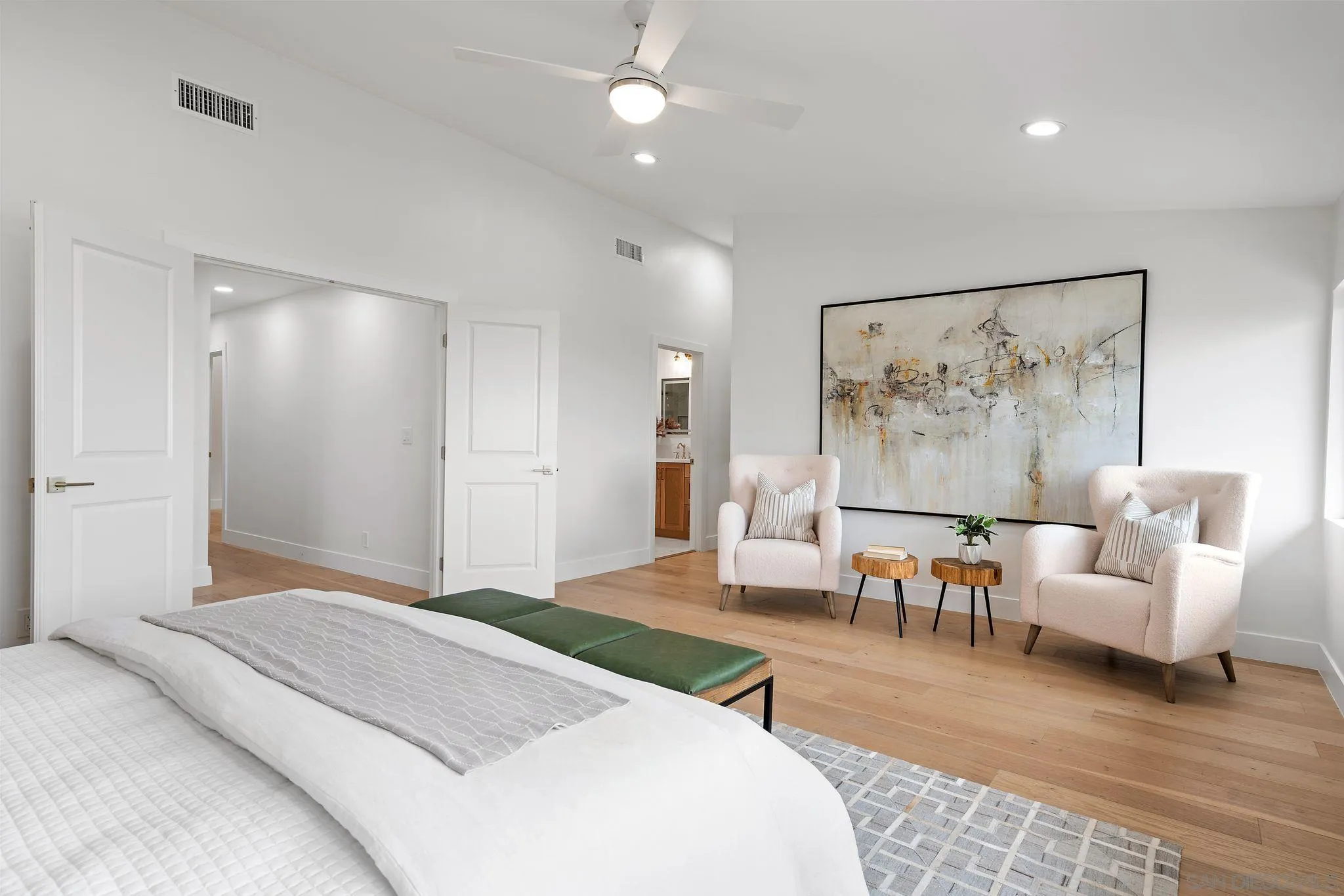 2364 Rue Adriane La Jolla, CA 92037 - Photo 18 of 27 a bedroom with furniture and a large mirror