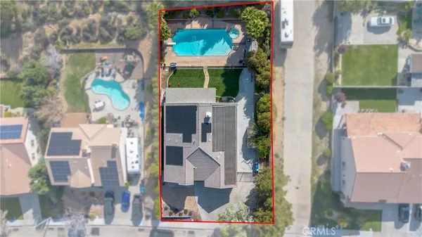 an aerial view of a house