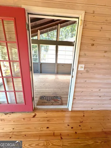 a view of a backyard with a deck