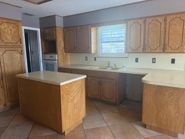 a kitchen with a sink a stove and refrigerator
