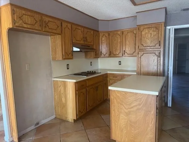 a kitchen with a stove a refrigerator and cabinets