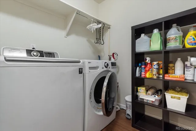 a utility room with dryer and washer