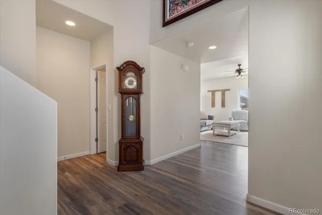 a view of entryway with wooden floor