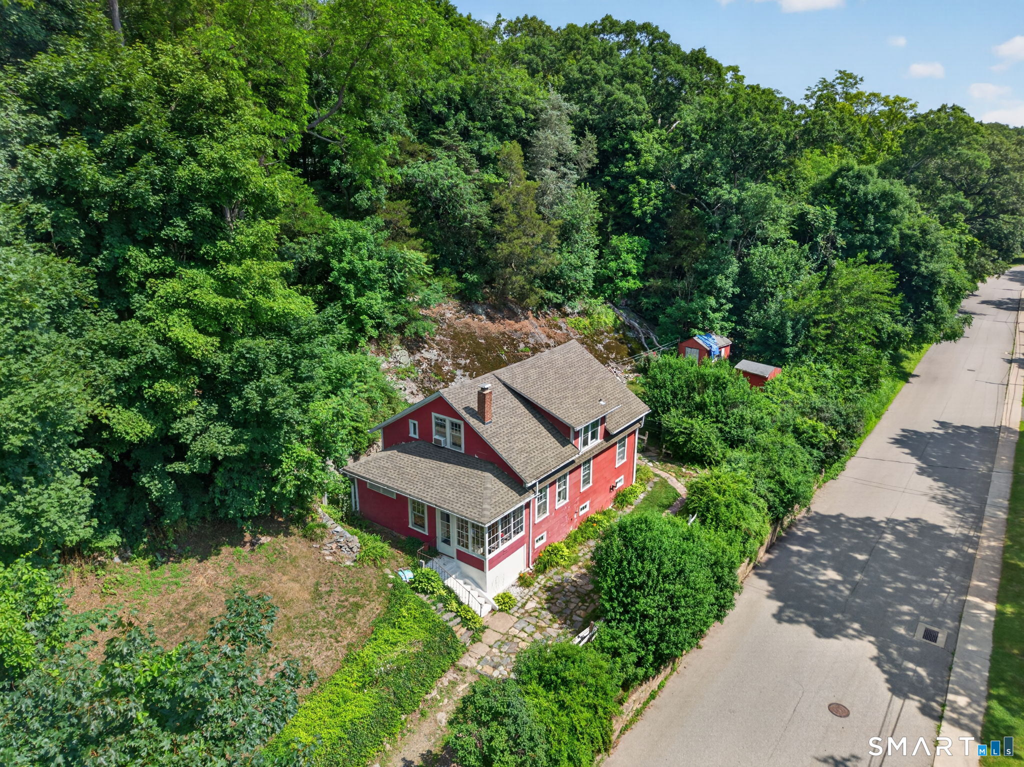 79 River Street Deep River, CT 06417 - Photo 40 of 40 an aerial view of a house with garden space and street view