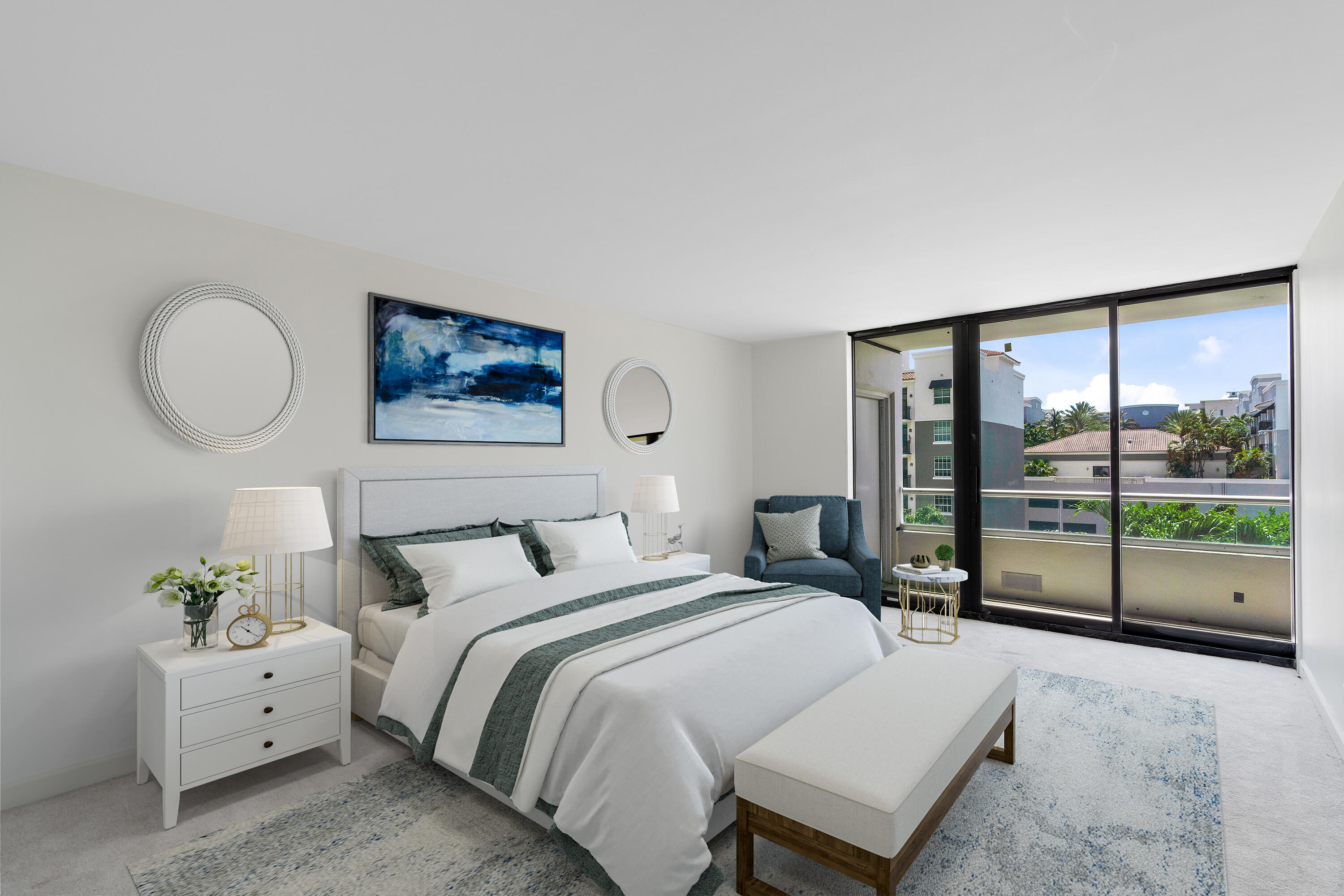 529 South Flagler Drive, Unit 6E West Palm Beach, FL 33401 - Photo 11 of 24 a spacious bedroom with a bed and a large window