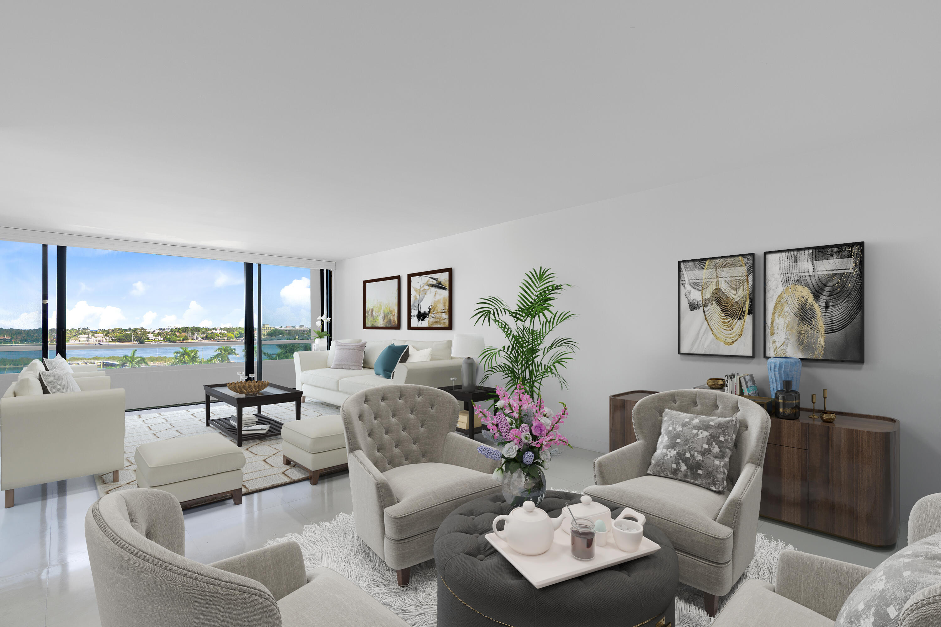 529 South Flagler Drive, Unit 6E West Palm Beach, FL 33401 - Photo 24 of 24 a living room with furniture and a large window