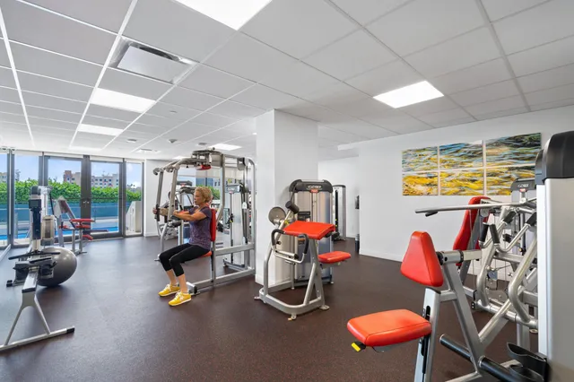 a view of a room with gym equipment