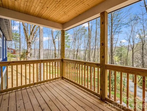 a view of wooden balcony