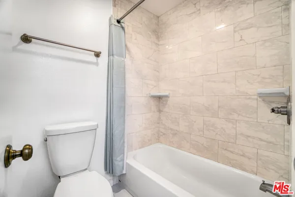 a bathroom with a toilet and a bathtub