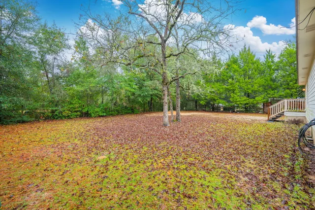 a backyard of a house with lots of green space
