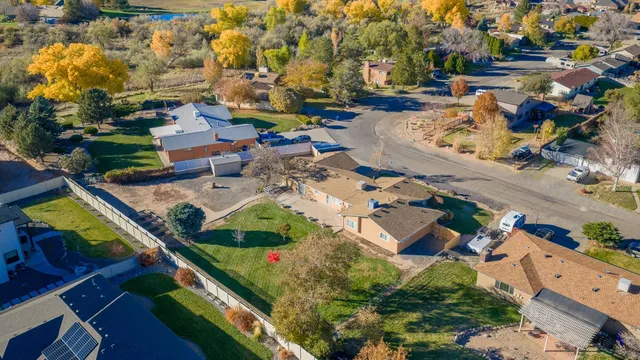 an aerial view of a house
