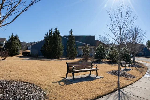 a building outdoor space with seating space