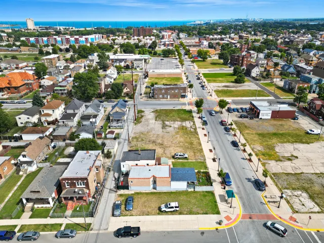 an aerial view of a city with lots of residential buildings