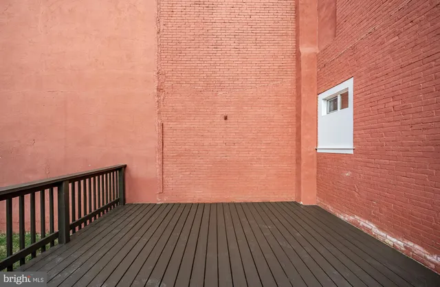 a view of wooden balcony