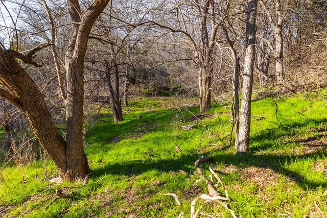a view of a lake with a yard