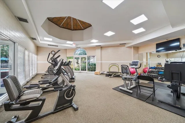 a view of a room with gym equipment