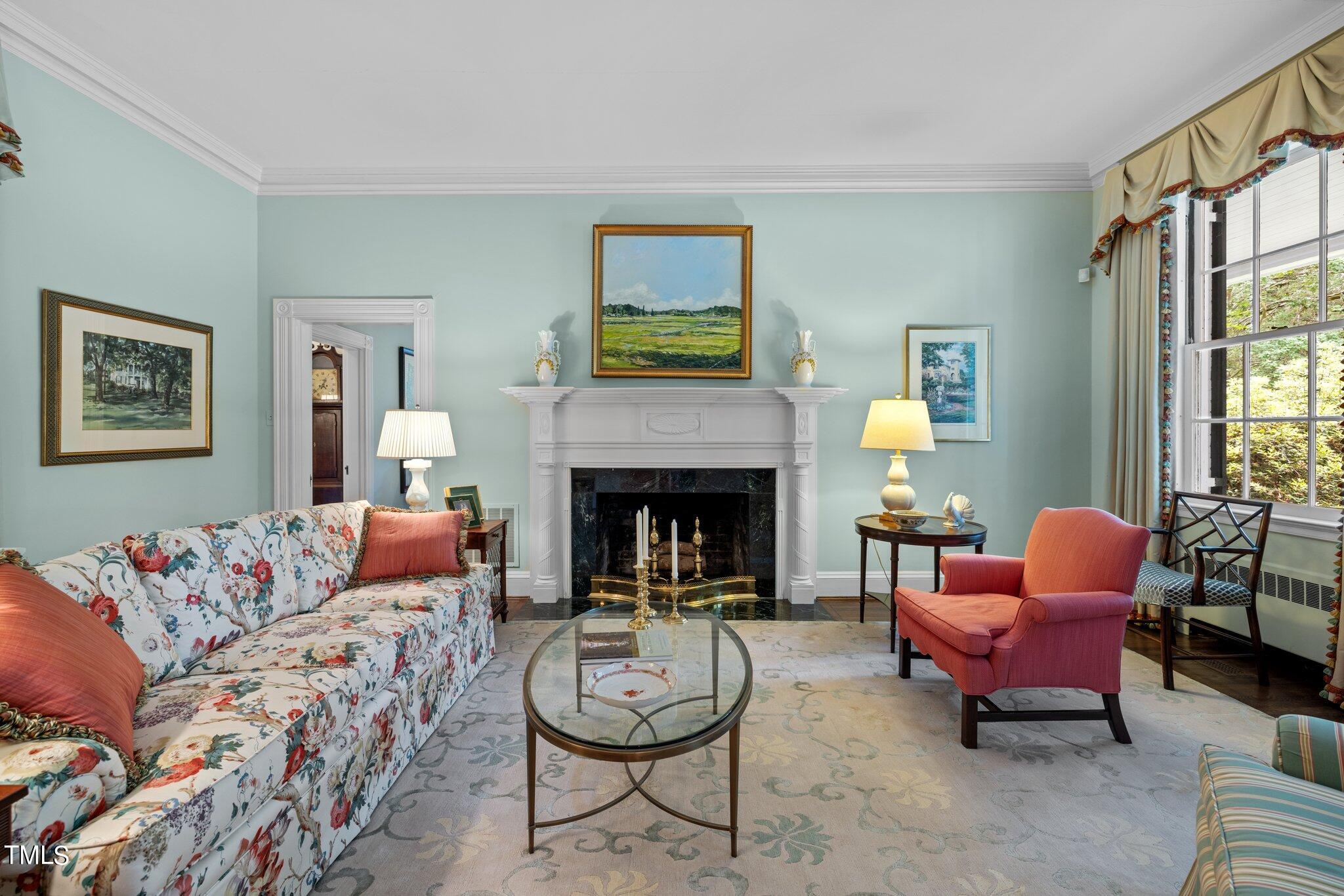 3116 Cornwall Road Durham, NC 27707 - Photo 7 of 85 a living room with furniture and a fireplace