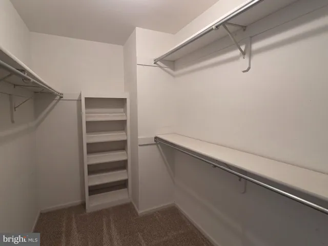 a view of walk in closet with empty racks