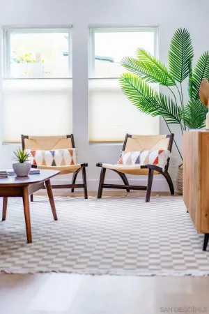 a living room with furniture